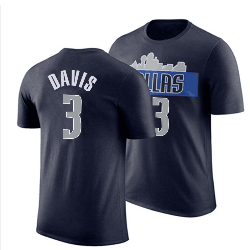 Men NBA Dallas Mavericks #3 Davis blue T shirts style 2->nfl t-shirts->Sports Accessory